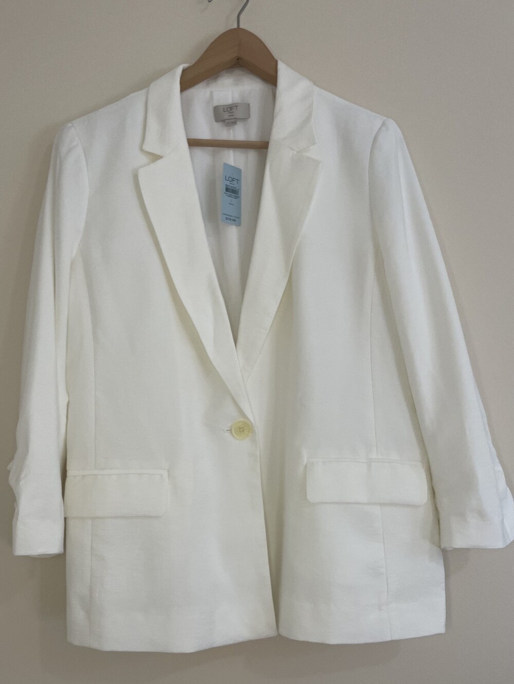 LOFT NWT White Single-Button Tailored Blazer Size LP